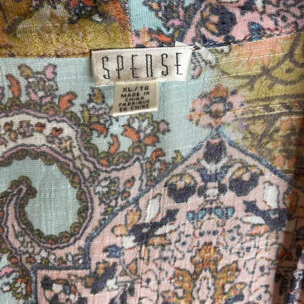 Spense Women’s Paisley Multicolor Boho Lace Trimmed Sleeves Accents Kimono SZ XL - Picture 4 of 11